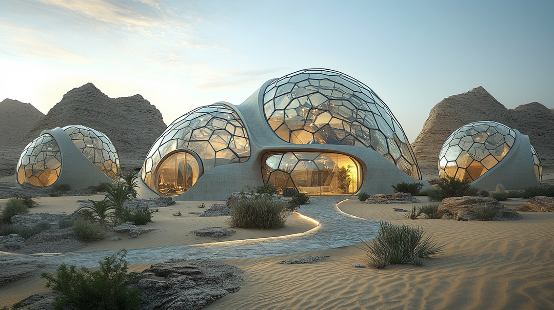 Geodesic dome in desert