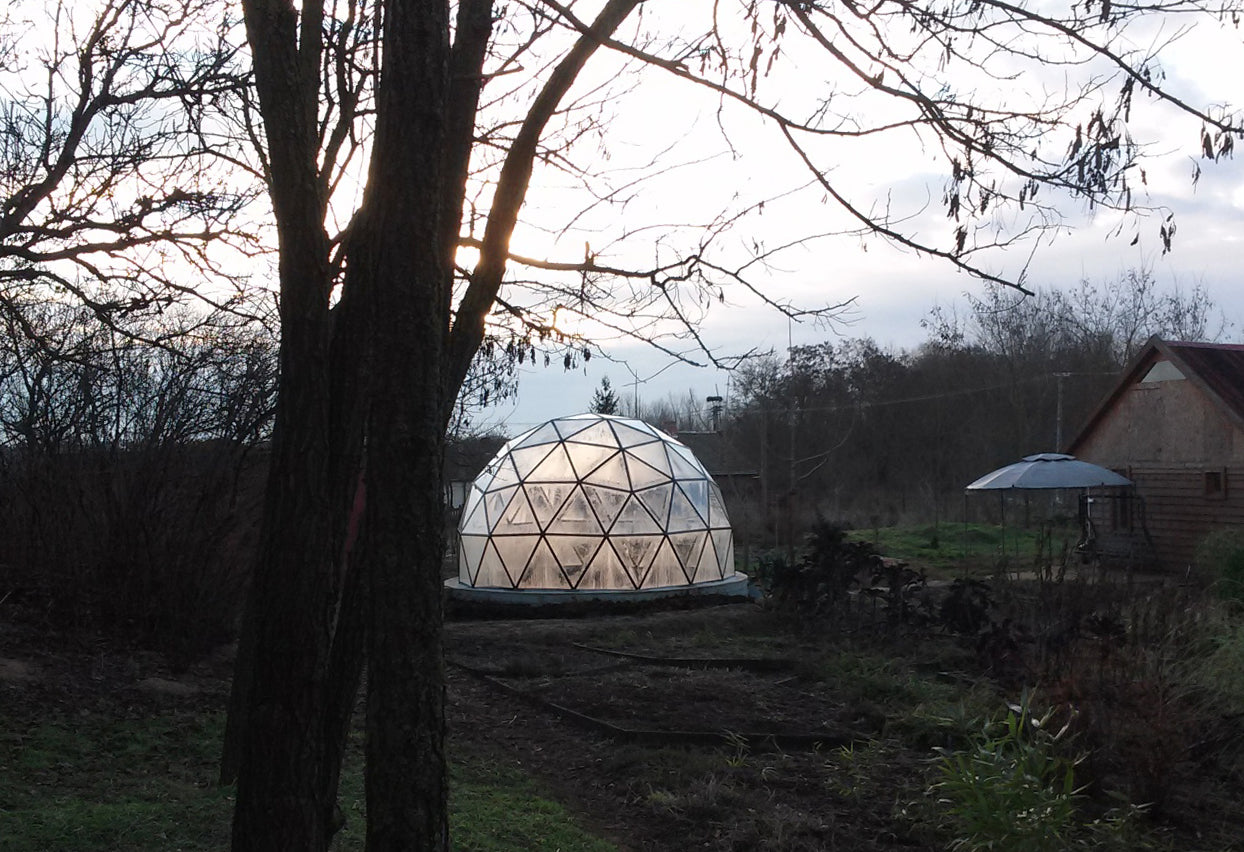 dome geodesic at night glass biodome