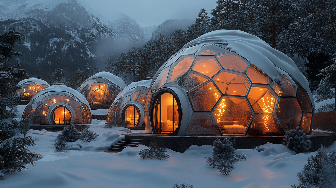 snow glamping dome house designs